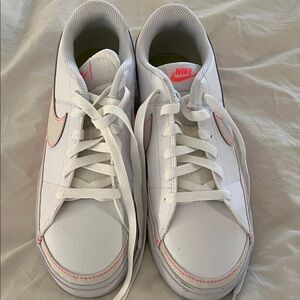 Nike White Sneakers with Pink Details